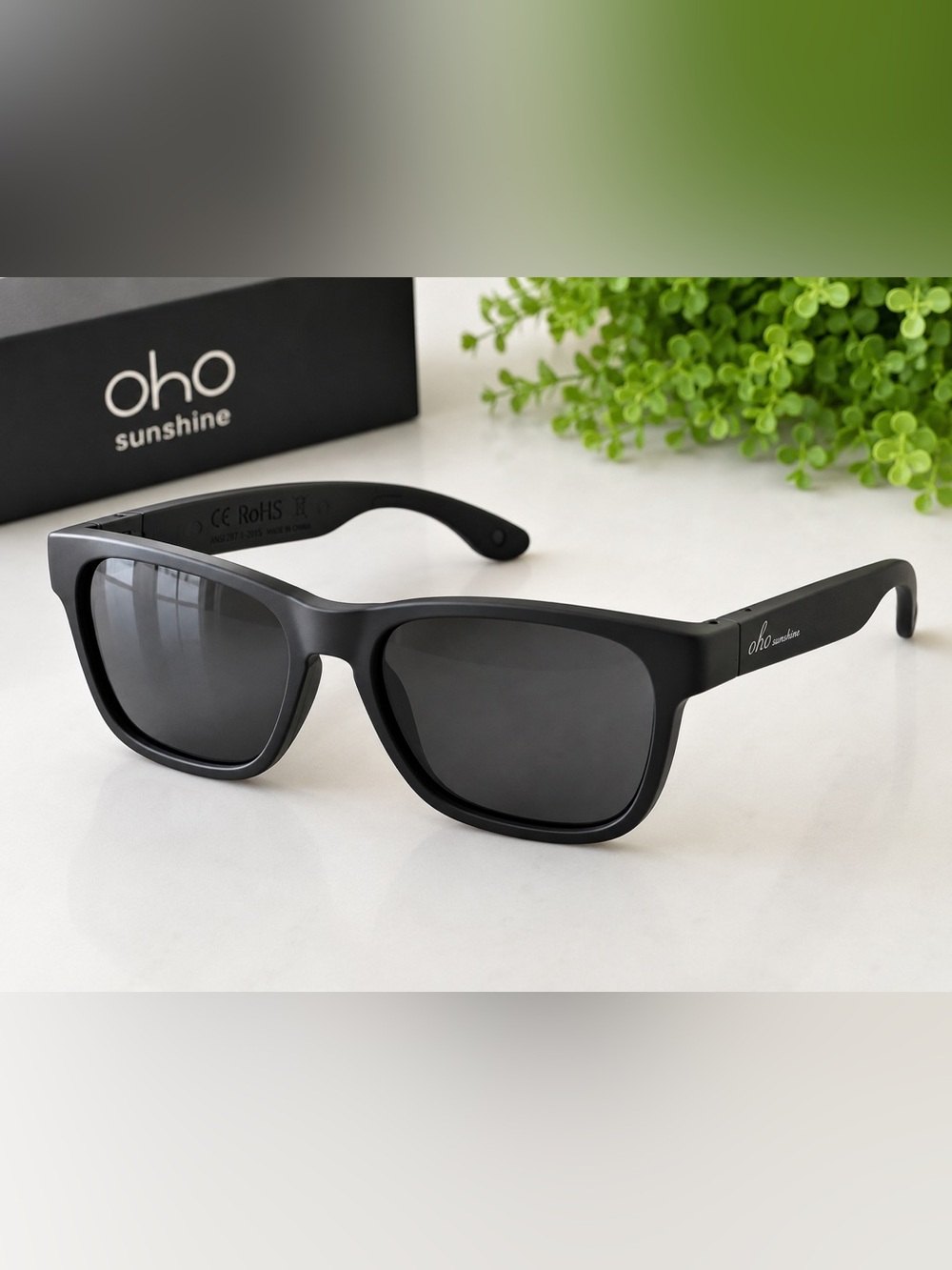 OHO Sunshine Smart Audio Bluetooth Sunglasses Black UV400 Open Ear Glasses